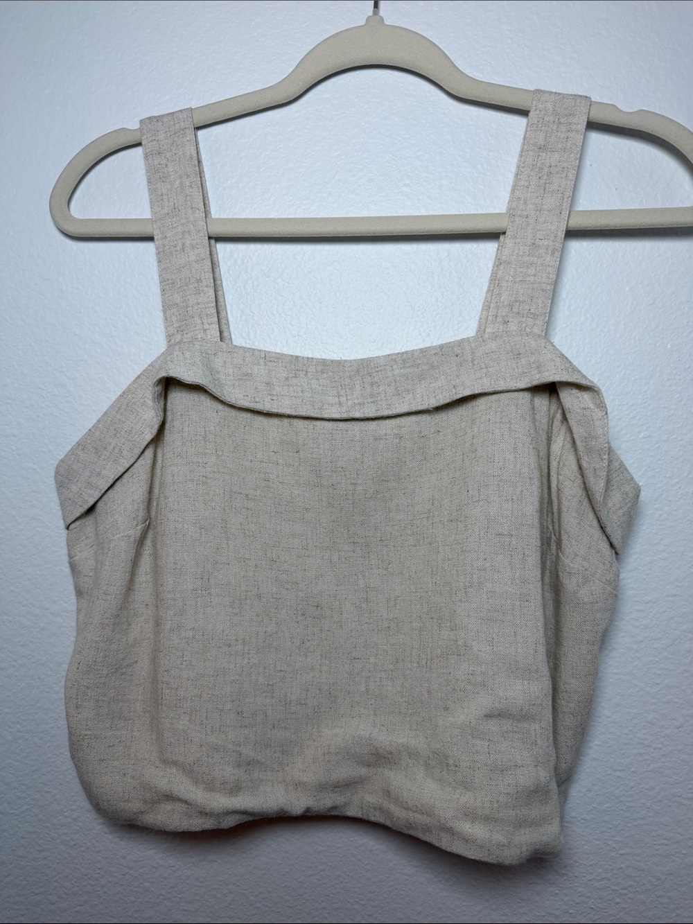 American Eagle Outfitters Natural Beige Square Neck Linen Tank